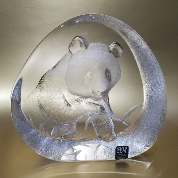 Mats Jonasson Sweden 🇸🇪 Lead Crystal Panda 🐼 4 1/2" Art Glass Signed Numbered - Picture 12 of 16